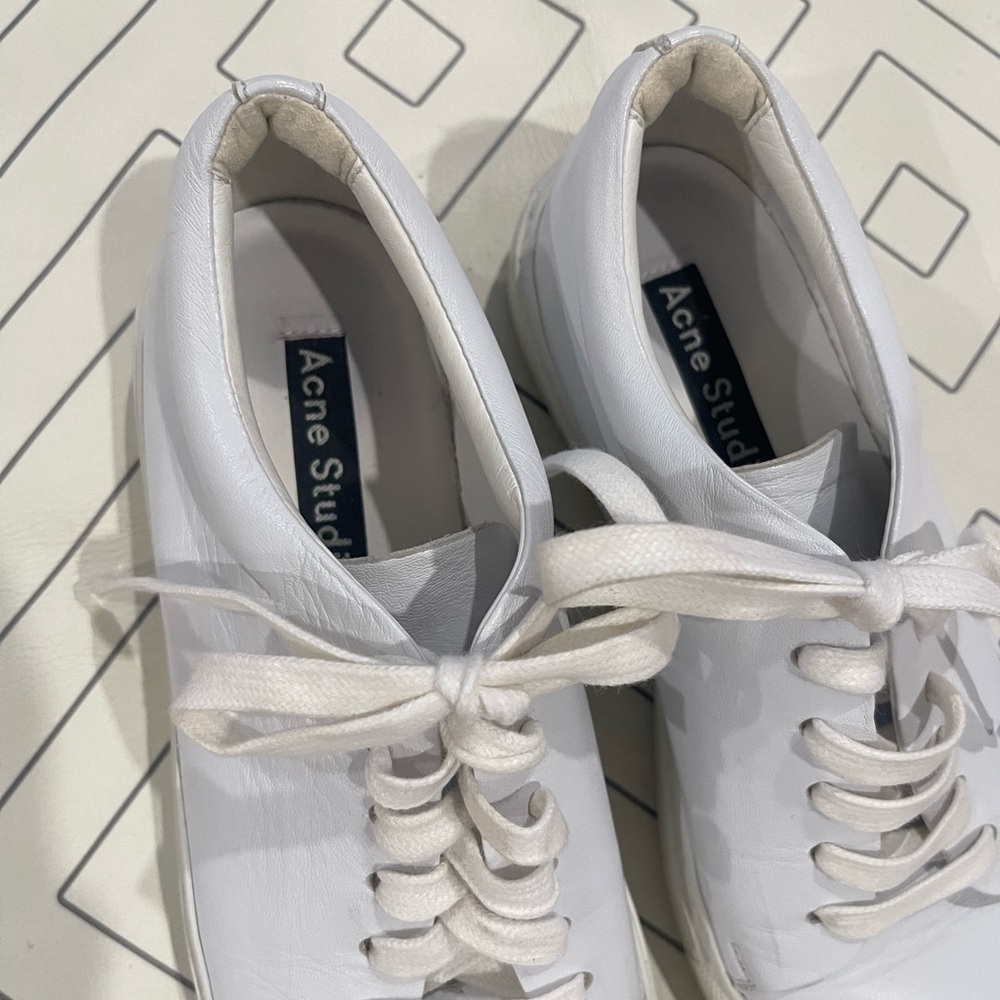 Acne Studios White Leather Sneakers - Picture 3 of 14